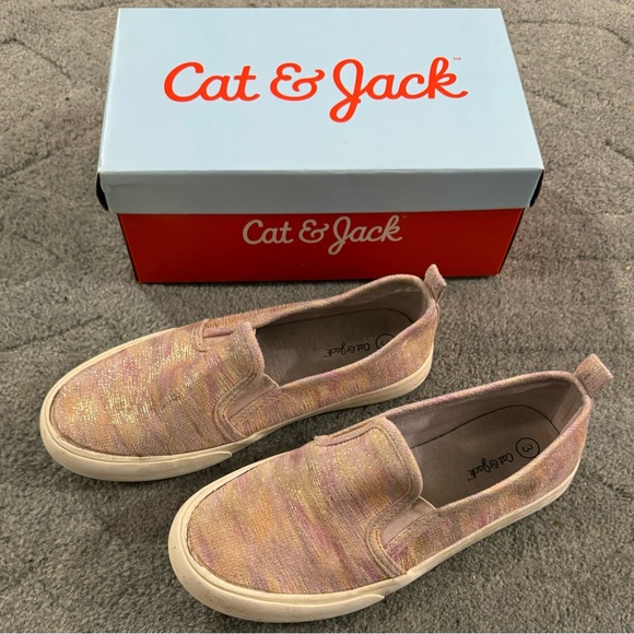 Cat & Jack Sariah Slip On Sneakers Color Multi(Pink,Purple,Peach)/Gold Size 3 - Picture 2 of 12